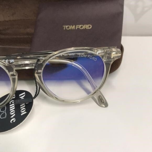 Tom Ford TF5557-B 020 Eyeglasses – Transparent Grey with Blue Control Lenses - Picture 3 of 13